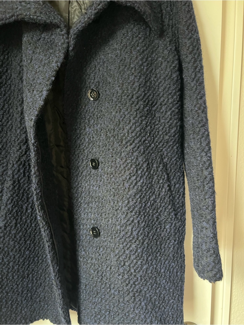 Cole Haan Textured Wool Blend Cocoon Coat Oversized Minimalist - Picture 4 of 11